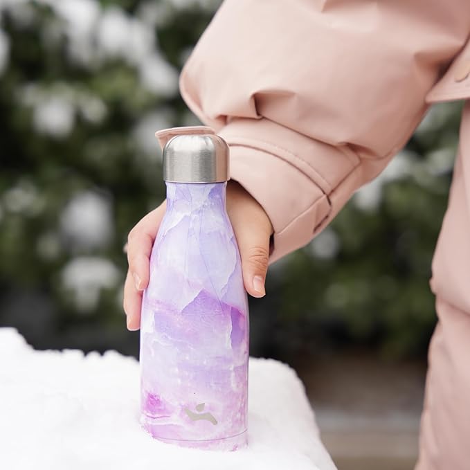 Insulated Water Bottles,12 oz Double Wall Stainless Steel Vacumm Metal Flask for Sports Travel,Marble Dawn-Ruum Studio Home