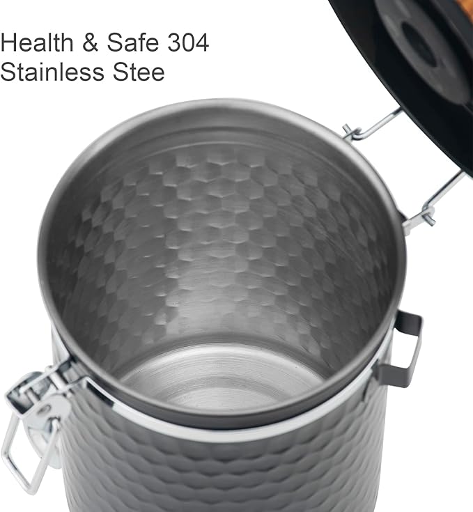 TEDSWAIT Coffee Canisters Airtight Coffee Bean Storage Container Kitchen Stainless Steel Food Storage Container with Scoop Date Tracker & CO2 Valve 61Fl Oz (Diamond Black)-Ruum Studio Home