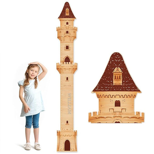 Personalized Name Growth Chart, Castle Height Chart, Customized Name Measuring Board for Kids Height, Kids Growth Measurement Decorative Wall Sticker, Nursery Growth Chart Ruler-Ruum Studio Home