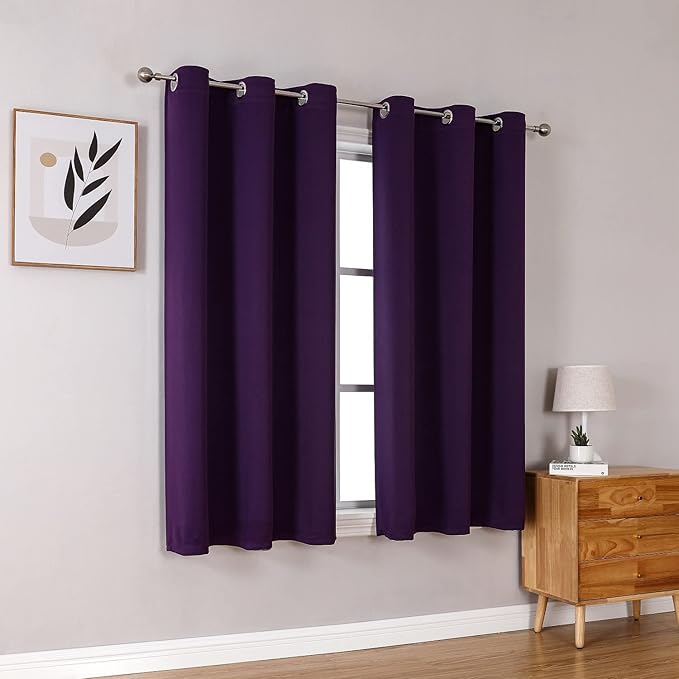 ChrisDowa Grommet Blackout Curtains for Bedroom and Living Room - 2 Panels Set Thermal Insulated Room Darkening Curtains (Royal Purple, 42W x 63L)-Ruum Studio Home