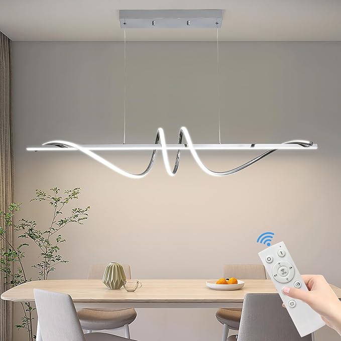 Modern Ceiling Chandelier Light, Acrylic Anti Flicker Pendant Lamp with Remote Control Dimmable 3 Color Mode & Brightness for Kitchen Bar-Ruum Studio Home
