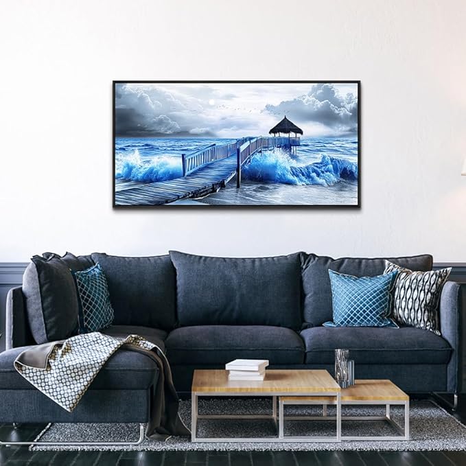 ZUITINGHUA Black Framed Canvas Wall Art For Living Room Wall Decor For Bedroom Office Wall Decoration Ocean Landscape Paintings Black And White Pictures Artwork Room Aesthetic Home Decor 20x40 In-Ruum Studio Home