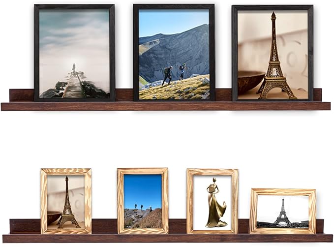 AZSKY 48 Inch Long Floating Shelves for Wall Large Picture Ledge Walnut Photo Ledge Wall Shelf Bookshelf for Home Decor Bathroom Kitchen Spice Rack Gallery Kids Book-Ruum Studio Home