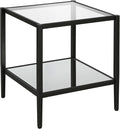 Henn&Hart 20" Wide Square Side Table with Mirror Shelf in Blackened Bronze, Table for Living Room, Bedroom-Ruum Studio Home
