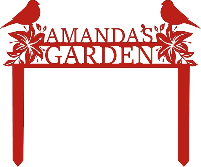 Personalized Metal Garden Name Sign with Flowers and Birds, Custom Yard Sign with Stake-Ruum Studio Home