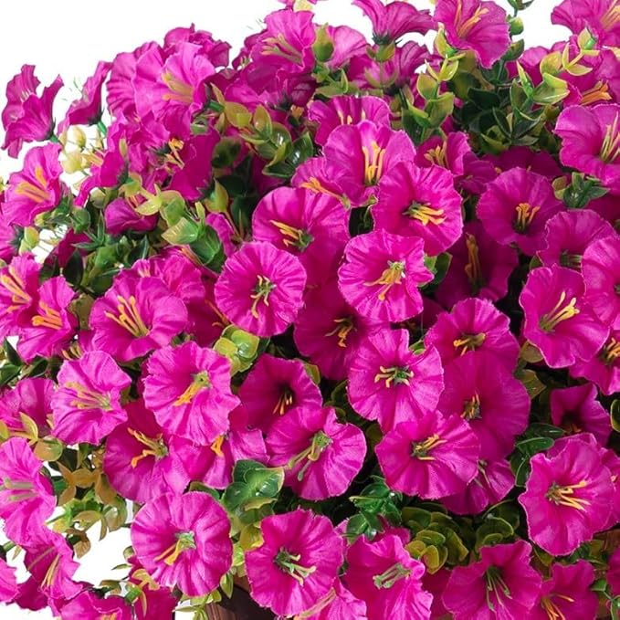 Ivydale Artificial Silk Hanging Plants Flowers Basket for Outdoor Outside Summer Decoration, Fake Faux UV Sun Resistant Look Real Morning Glory Fuchsia for Porch Patio Balcony Home-Ruum Studio Home