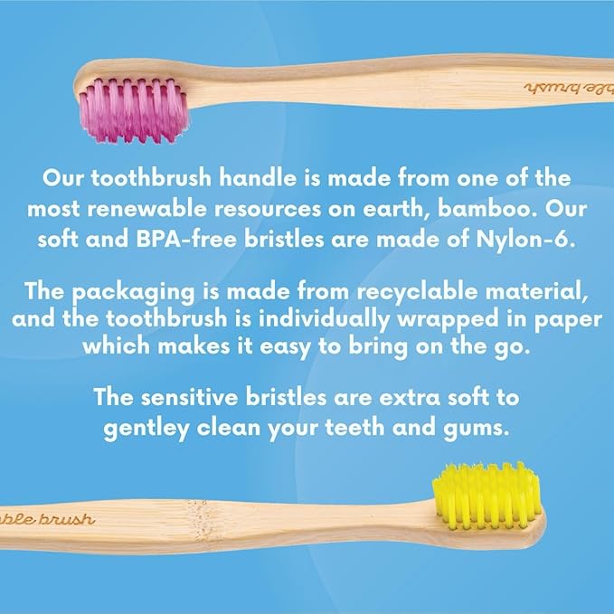 The Humble Co. Bamboo Toothbrushes (5pk) – Toothbrushes for Superior Oral Care, Dental Hygiene, and Gum Care, BPA Free (Ultra Soft Bristles)-Ruum Studio Home