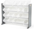 Humble Crew Supersized Toy Storage Organizer with 16 Removable Bins, Grey/White – Large Toy Storage for Toddlers Ideal for Kids' Rooms, Playrooms, and Nurseries - Modern Toy Bins for Kids-Ruum Studio Home