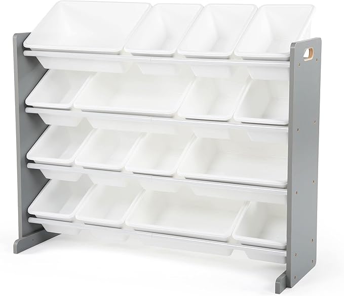 Humble Crew Supersized Toy Storage Organizer with 16 Removable Bins, Grey/White – Large Toy Storage for Toddlers Ideal for Kids' Rooms, Playrooms, and Nurseries - Modern Toy Bins for Kids-Ruum Studio Home