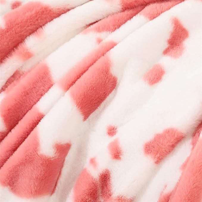 RYNGHIPY Cow Print Throw Blanket Soft Animal Cow Bed Throws Cute Farm Flannel Fleece Throw Blankets Thick Warm Plush Blankets for Sofa Couch Cow Decor Throws (Pink, 51''x63'')-Ruum Studio Home