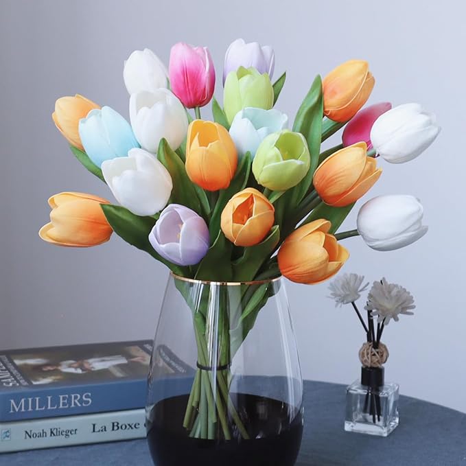 Buart Spring-Colors Tulip Flowers Artificial Luxury Big Tulip Valentine's Day Mother's Day Easter Home Kitchen Wedding Decorations(11pcs)-Ruum Studio Home