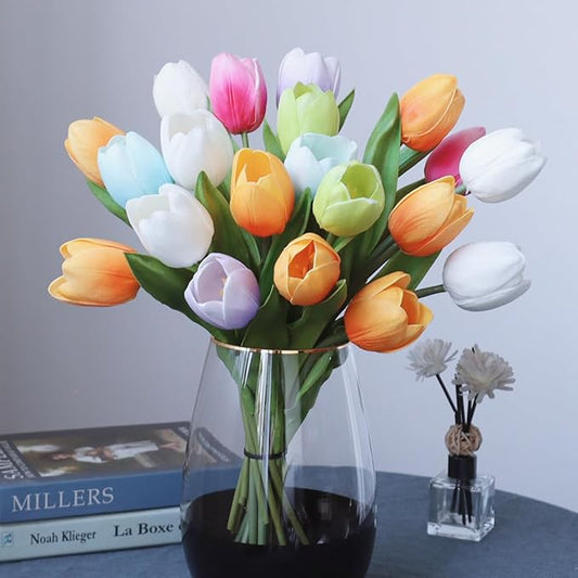Buart Spring-Colors Tulip Flowers Artificial Luxury Big Tulip Valentine's Day Mother's Day Easter Home Kitchen Wedding Decorations(11pcs)-Ruum Studio Home