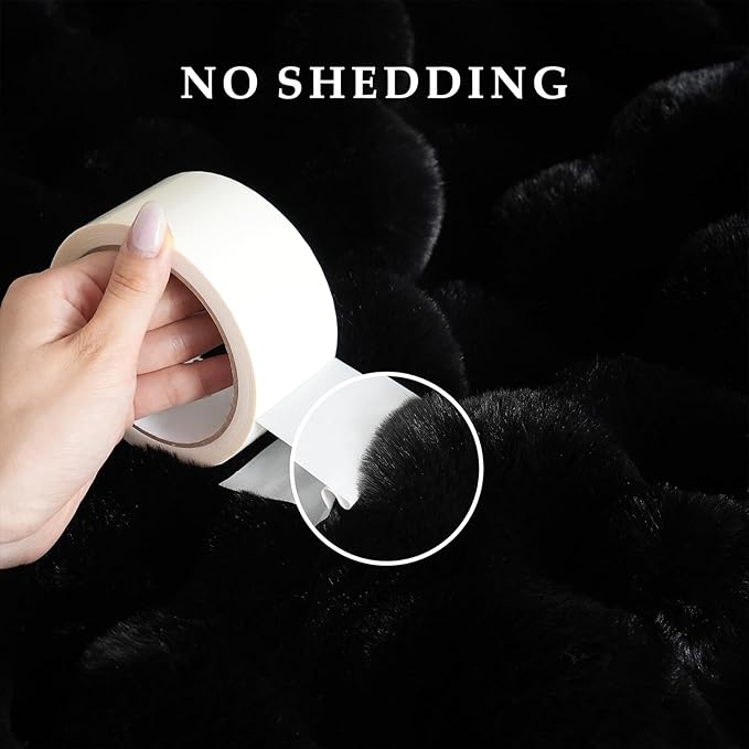 BENVWE Faux Fur Throw Blanket for Couch - Thickened Fluffy Soft Bubble Blanket for Living Room Home Decor - Fathers Day Birthday Gifts for Women Men, Black, 50" x 60",1300GSM-Ruum Studio Home