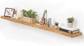 Floating Shelves for Wall, 72"x9.3" Rustic Solid Live-Edge Elm Wood Wall Shelves, Heavy-Duty Floating Shelves with Invisible Brackets for Living Room, Bedroom, and Kitchen, Natural Finish-Ruum Studio Home