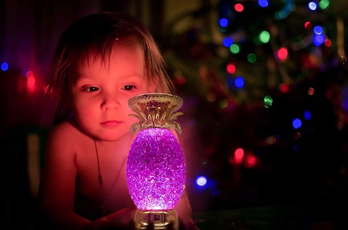 YAKii 9.5" Pineapple LED Color Changing Shine Lava Lamp,Swirling Water Waves Lamp Kid Safe Battery/USB Cable Operated,Table Lamp Candle Holder Table Decoration Gold(Pack of 2)-Ruum Studio Home
