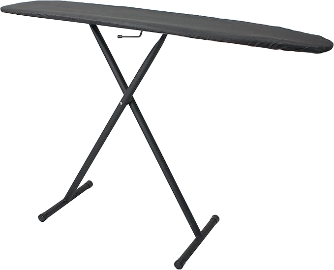 54" Full-Size Adjustable Ironing Board w/Thick Pad Cover, Leg Locking System, Foldable and Collapsible, Heavy-Duty Alloy Steel Construction, Space Saving Design - Charcoal-Ruum Studio Home