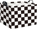 HIYAGON Rectangular Car Basket for Boys Checkered Basket Kids Baby Storage Bin Toy Organizer Box Car Room Decor(Racing Flag)-Ruum Studio Home