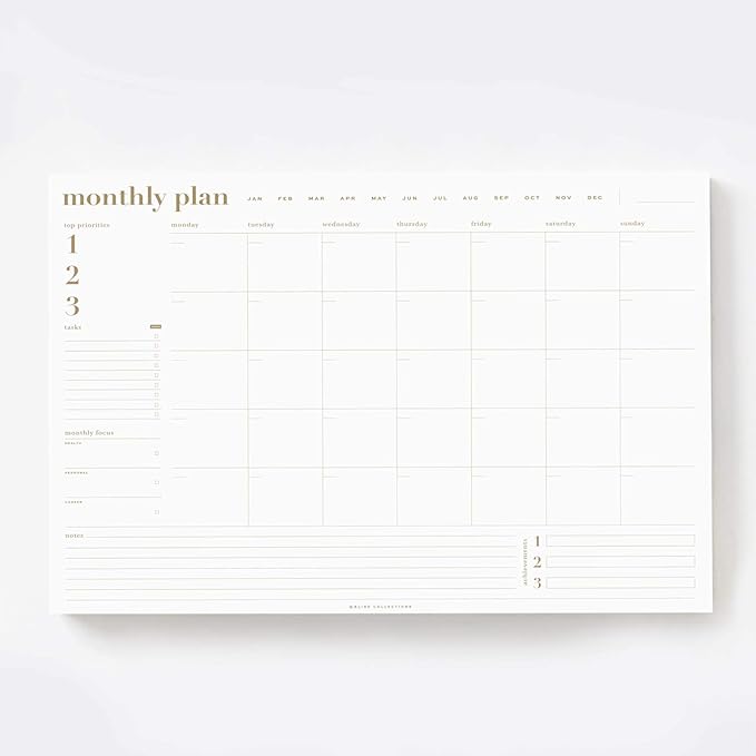 Bliss Collections Monthly Planning Pad, To Do List Notebook - Undated Tear-Off Sheets Notepad - Work Calendar, Organizer, Scheduler for Goals, Tasks - The Essential, 12" x 18", 18 Sheets-Ruum Studio Home