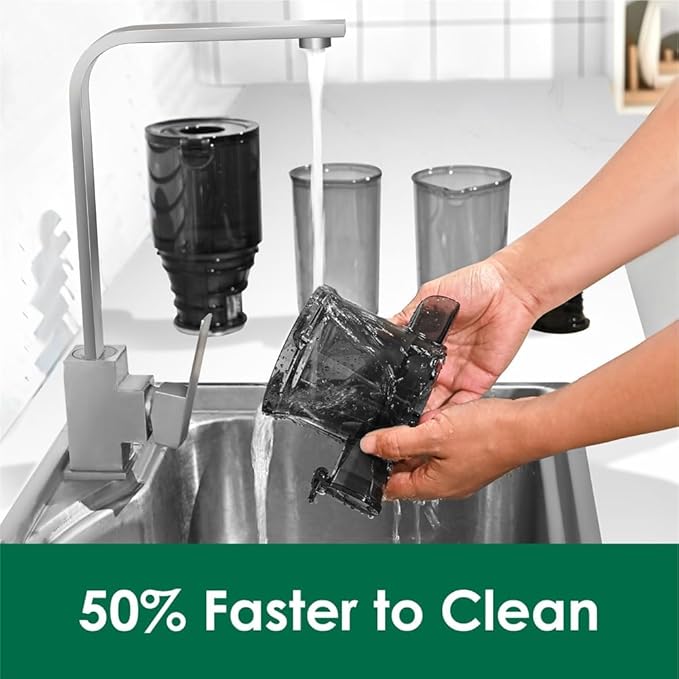 Cold Press Juicer Machines Slow Masticating Juicer Machines with 1.1 L Large Feed Chute Fit Whole Fruits and Vegetables Easy Clean Self Feeding,High Juice Yield,BPA Free (Ink-black)-Ruum Studio Home