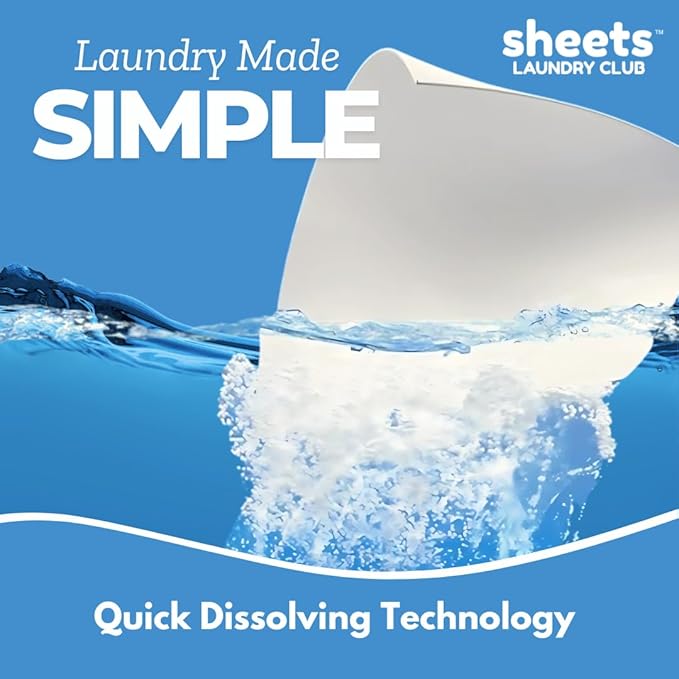 Sheets Laundry Club Laundry Detergent Sheets, 100 Loads - Fresh Linen Scent, Eco-Friendly, Quick-Dissolving Formula, Hypoallergenic, Septic Safe, Plastic-Free Packaging - 50 Sheets-Ruum Studio Home