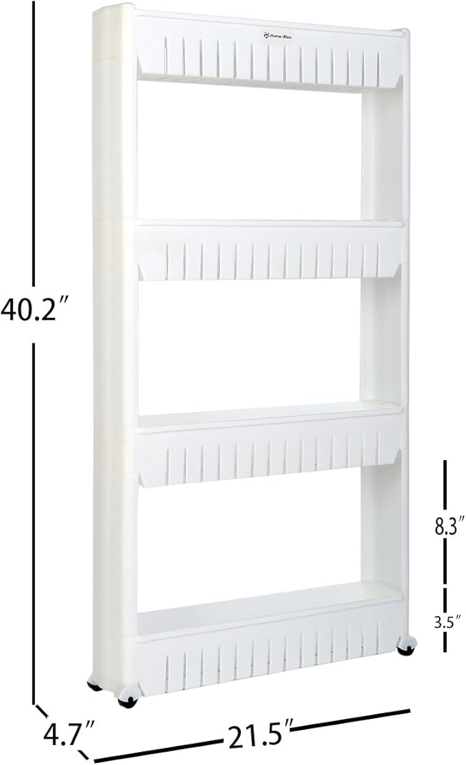 Laundry Room Organizer, Mobile Shelving Unit Organizer with 4 Large Storage Baskets, Gap Storage Slim Slide Out Pantry Storage Rack for Narrow Spaces, 4 Tier …-Ruum Studio Home
