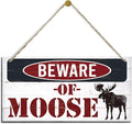Vintage Moose Warning Sign - Decorative Wooden Plaque for Cabin, Lake House, Farmhouse Wall Decor-Ruum Studio Home