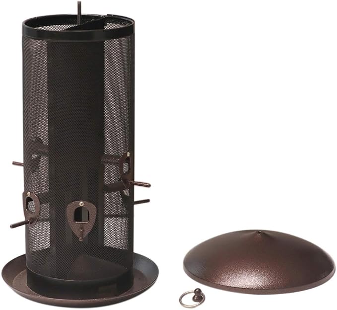 Nature's Rhythm Metal Hopper Bird Feeder, Dual Seed Compartments, 10 Feeding Ports, Holds 10lbs Seed, Attracts Cardinals, Titmice, Nuthatches-Ruum Studio Home
