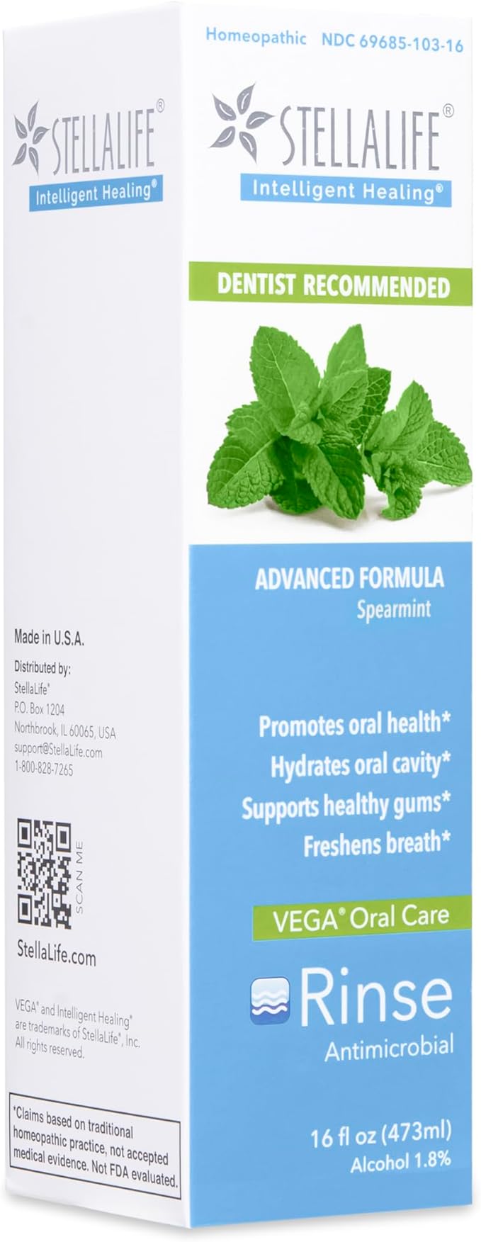 StellaLife Oral Rinse: Dry Mouth Mouthwash, Natural Daily Dental Hygiene for Healthy Gums, Fresh Breath, Sugar Free, Propolis, Xylitol, Advanced Healing After Dental Procedures (16 fl oz, Spearmint)-Ruum Studio Home