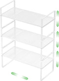 Expandable Cabinet Storage Shelf Stackable Organizer Rack for Kitchen Bathroom Pantry Spice Cupboard Coffee Countertop Home Office Desk Heavy Duty Nonslip White Large 3 Packs-Ruum Studio Home