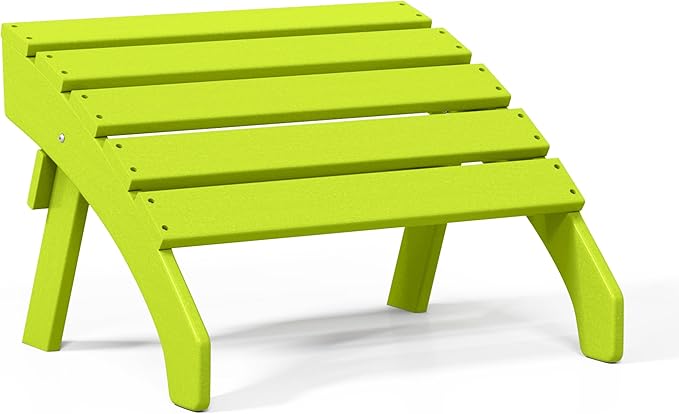 WestinTrends Dylan Outdoor Patio HDPE Adirondack Ottoman Footrest, Lime-Ruum Studio Home