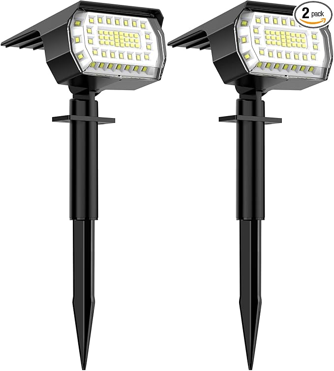 LANSOW Solar Spot Lights Outdoor, [2 Pack/57 LED] 2-in-1 Solar Landscape Spotlights, 3 Modes IP65 Waterproof Dusk to Dawn Solar Powered Flood Wall Lights for Outside Yard Garden Path(Cool White)-Ruum Studio Home