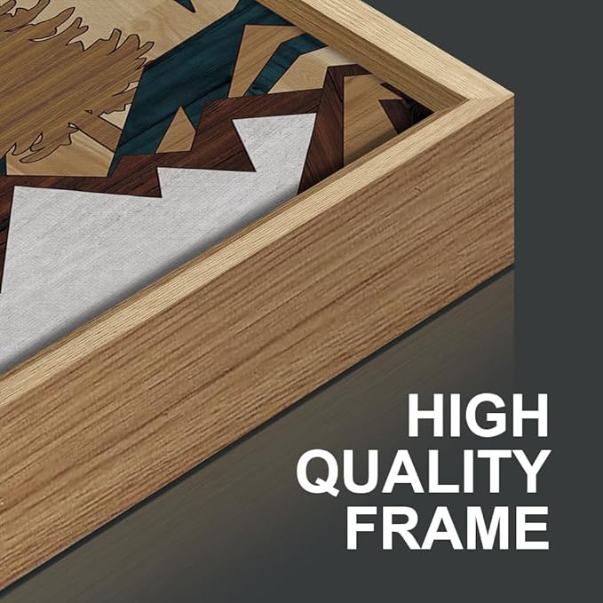 SIGNINART Vintage Mountain Framed Canvas Wall Art Set, Boho Sunrise Art Prints, Forest Nature Wilderness Art Paintings, Modern Farmhouse Woodcut Style Wall Decor for Living Room Bedroom, Office 16"x24"x3-Ruum Studio Home