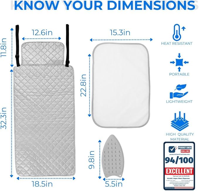 Premium Ironing Mat Heat Resistant Silicone Iron Rest Non Slip Magnetic Portable Ironing Pad Table Top Countertop Quilted Insulating Pad Travel Quilting Cover Scorch Mesh Blanket Over The Door-Ruum Studio Home