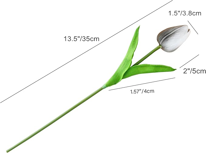 Mandy's Artificial Tulips 20 Stems Silver Grey PU Faux Flowers for Wedding Home Decor 13.5 Inch-Ruum Studio Home