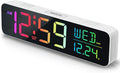 Peakeep Large Display Digital Alarm Clock for Bedrooms, Date Day of Week Temp Desk Table Clocks for Living Room Office, Dimmable Plug in Electric Clock, 5 Volumes, Loud, Auto DST-Ruum Studio Home