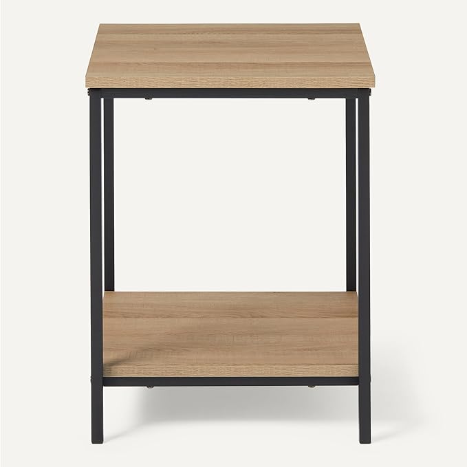 Amazon Basics - End Table with Bottom Shelf, Living Room Side Table, Steel Frame, Wooden Oak-Ruum Studio Home