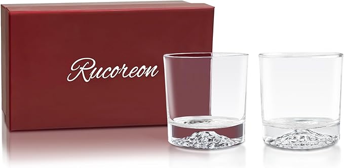 Crystal Whiskey Glasses Set of 2 – 10 OZ Designer Old Fashioned Rocks Glass for Scotch, Bourbon, Rum and Cocktail Drink – Luxury Gift for Men-Ruum Studio Home