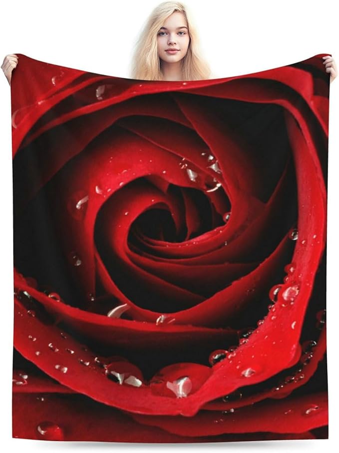 HGOD DESIGNS Red Rose Throw Blanket Ultra Soft Warm All Season Rose Decorative Fleece Blankets for Bed Chair Car Sofa Couch Bedroom 40"X50"-Ruum Studio Home