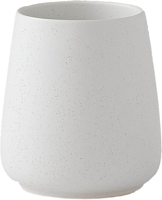 Speckled White Ceramic Toothbrush Holder - Bathroom Tooth Brushing Holders, Toothbrush Cup, Toothpaste Organizer for Bathroom Countertop, Makeup Brush Holder, Pen Holder for Home Desktop Storage-Ruum Studio Home