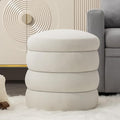 Furniliving Modern Round Ottoman, Soft Bedroom Ottoman Footstool Round Ottomans Stool for Living Room, Bedroom, Makeup Room, White, Velvet-Ruum Studio Home