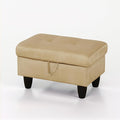 Ottoman Rectangular Storage Ottoman Bench, Flannel Footrest Stool Footstool with Lid for Living Room, Bedroom, Entryway, Light Brown, 28.5"x19"x17.5"-Ruum Studio Home