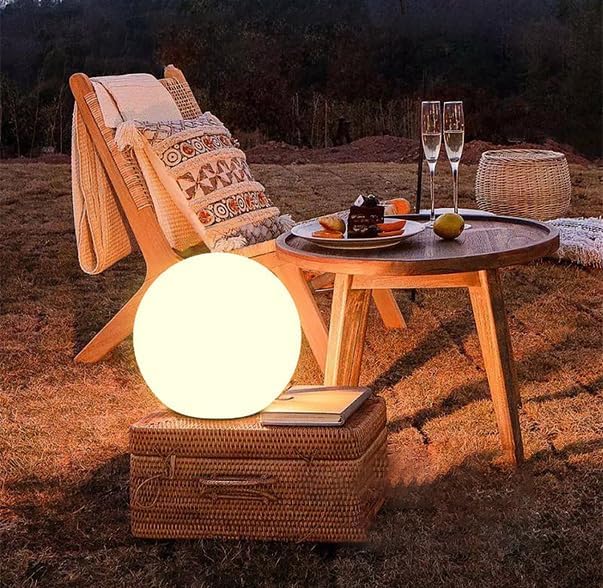 10 In LED Globe Light w/Remote, 16 RGB Colors 4 Modes & 8 Dimmable Brightness LED Ball Light Sphere Lamp, Rechargeable Orb Night Light Waterproof Outdoor Globe Lamp for Home/Yard/Lawn/Party/Pool Decor-Ruum Studio Home