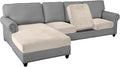 PrinceDeco Sectional Couch Covers 4 Pieces Couch Covers for Sofa Velvet Separate Couch Cover L Shape for Left/Right Chaise(3 Seater + 1 Chaise,Ivory)-Ruum Studio Home