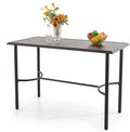 PHI VILLA Outdoor Patio Bar Table for 4-6, Counter Height Rectangle Bar Table with All Weather Metal Steel Frame Black for Outside, Yard, Garden and Deck-Ruum Studio Home
