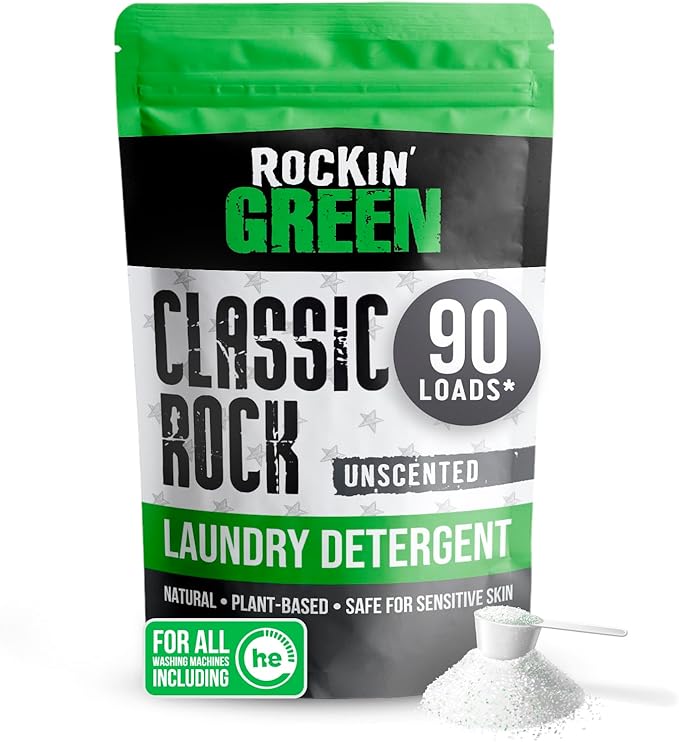 Rockin' Green Classic Rock Laundry Detergent Powder (90 Loads) - All Natural Laundry Detergent - Sensitive Skin Laundry Powder (Unscented)-Ruum Studio Home