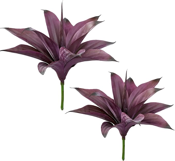 Fake Plants Artificial Agave Plants Indoor，UV Resistant Fake Agave Planters Outdoor Decorating Artificial Plants for Outdoors Decor Agave (2Pack,12.6'Purple) Spring Decorations for Home-Ruum Studio Home