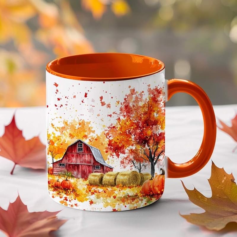 Fall Farm Coffee Mug - Farm Lover Mugs Gifts for Women Men - Autumn Decor Gifts For Home Farmhouse Thanksgiving - 11oz Printed Ceramic Mug-Ruum Studio Home