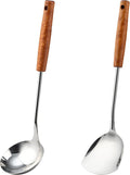 FJNATINH Wok Spatula and Ladle Tool Set - Stainless Steel Wok Tools,Wok Utensil,Mirror Polished Stainless Steel Cooking Utensils 14.6-15.2" Kitchen Utensils Cookware, Pack of 2-Ruum Studio Home
