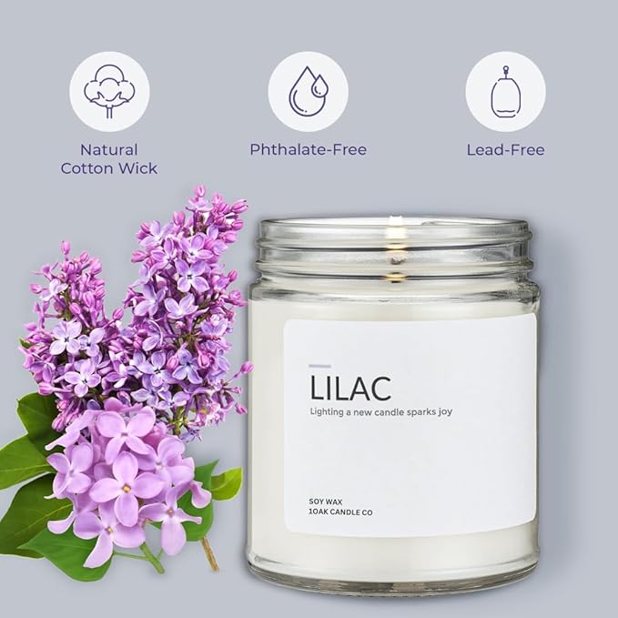 1OAK Soy Wax Scented Candles (Lilac) - Lilac Candle - Soy Candle for Home Scented - Long Burning Candles Premium - Hand-Poured (7oz.)-Ruum Studio Home