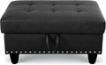 Ottoman Rectangular Storage Ottoman Bench, Faux Leather Footrest, Coffee Table, Stool Footstool with Hinged Lid for Living Room, Bedroom, Entryway, Black, 28.5"x19"x17.5"-Ruum Studio Home